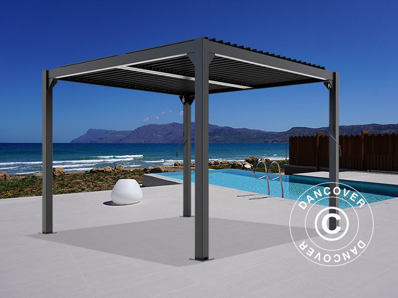 Bioclimatic pergola gazebo San Pablo Alu+, 4x4 m, Black