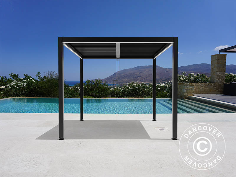 Bioclimatic pergola gazebo San Pablo Alu+, 3x3 m, Black