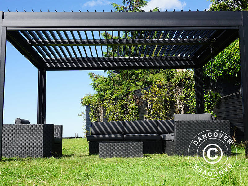 Bioclimatic pergola gazebo San Pablo Alu+, 3x3 m, Black