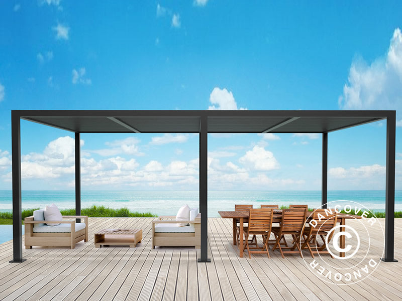 Bioclimatic pergola gazebo San Pablo Alu+, 3x5.8 m, Black