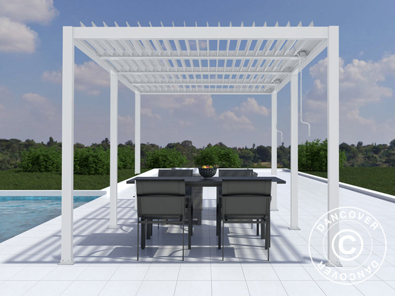 Bioclimatic pergola gazebo San Pablo Alu+, 3x5.8 m, White