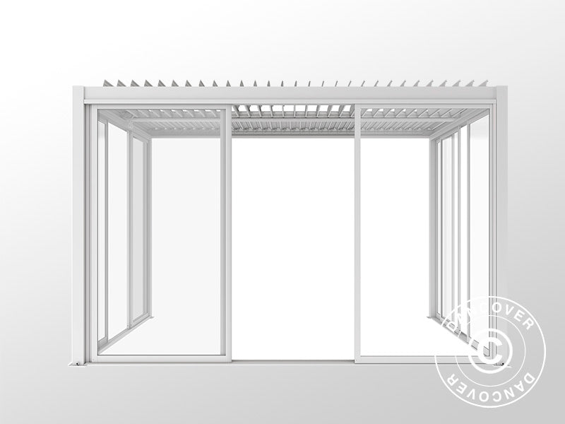 Bioclimatic pergola gazebo San Pablo Alu+ w/sliding doors, 3x4 m, White