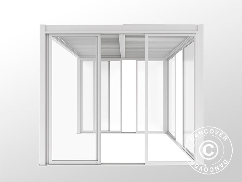 Bioclimatic pergola gazebo San Pablo Alu+ w/sliding doors, 3x4 m, White