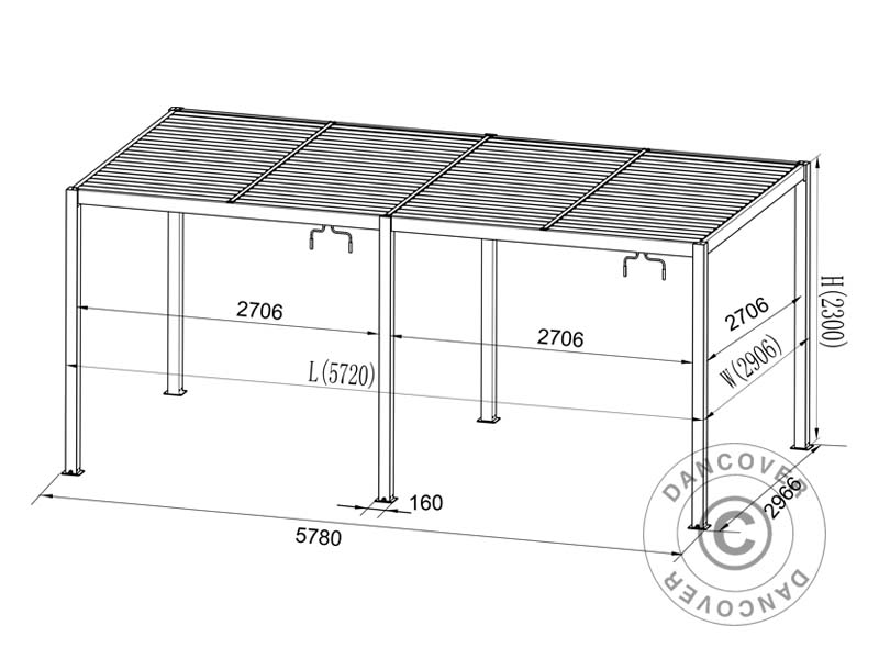Bioclimatic pergola gazebo San Pablo Alu+ w/sliding doors, 3x5.8 m, Black/White