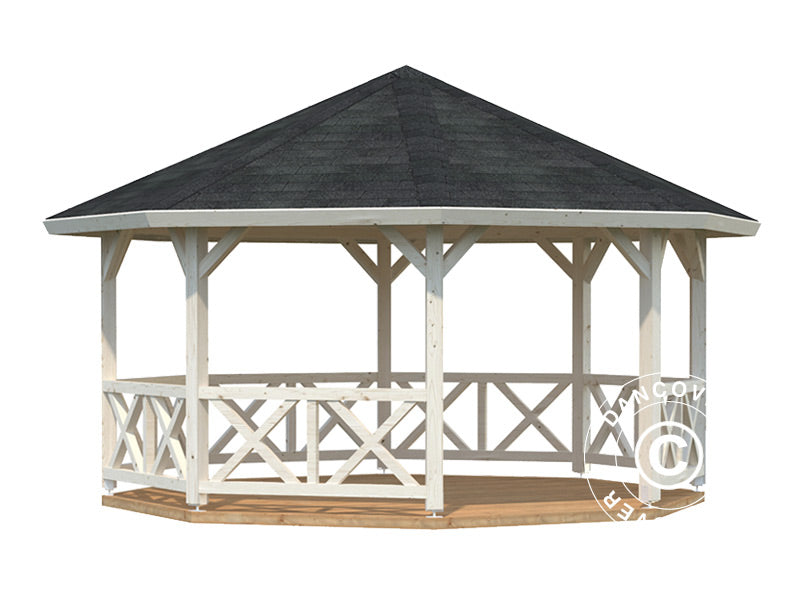 Wooden Gazebo w/Wooden floor, 4.65x4.65x3.46 m, 18 m², Natural