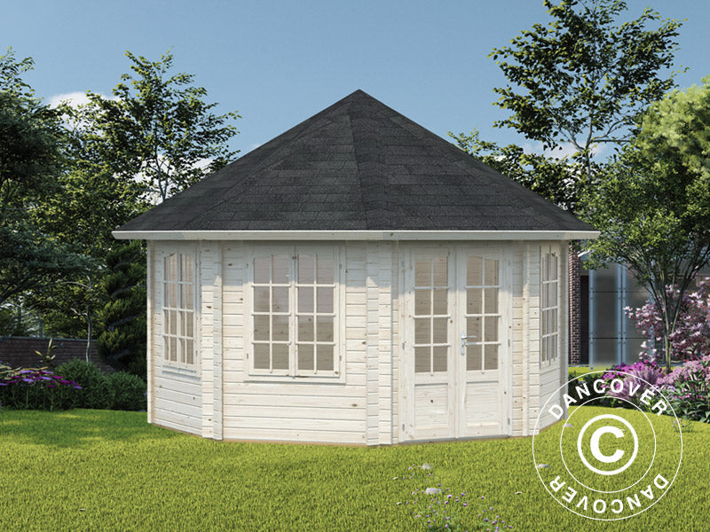 Wooden Gazebo w/floor, 4.21x4.21x3.71 m, 14.1 m², Natural