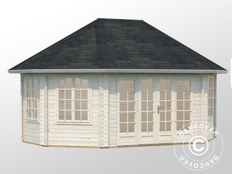 Wooden Gazebo w/floor, 5.71x4.21x3.71 m, 20.3 m², Natural