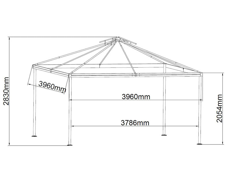 Gazebo Osiris 4x4 m, Grey