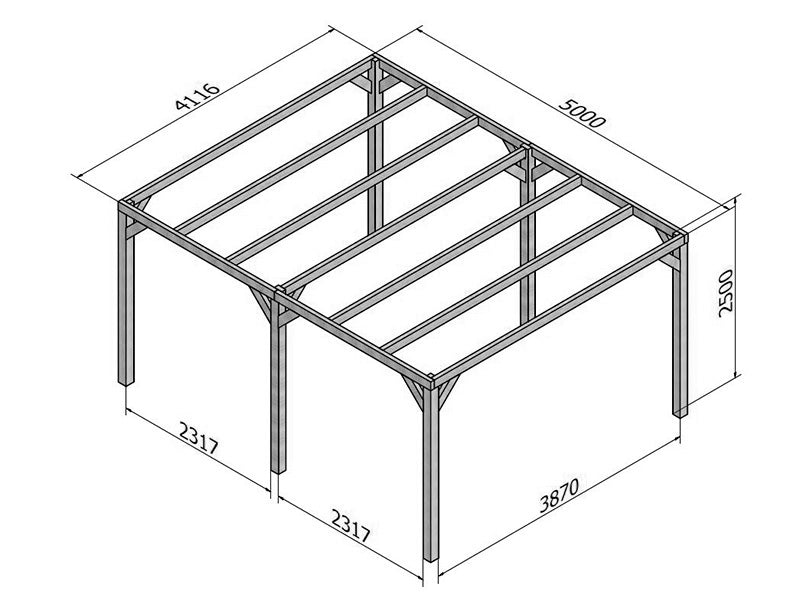 Wooden pergola Fuengirola, 4x5x2.5 m, Brown