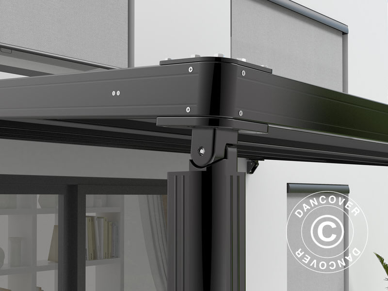 Patio Cover, wall-mounted pergola Santa Ynez, 4x3 m, Black/Dark Grey