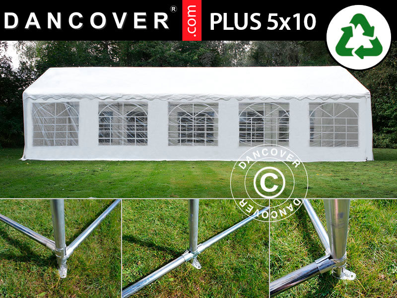 Marquee PLUS 5x10 m PE 700, White + Ground bar
