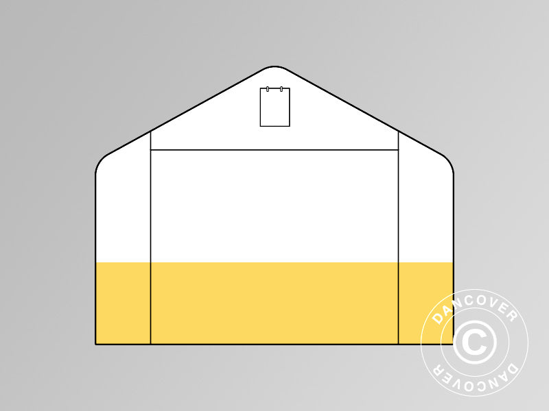 Endwall/door for storage tent/work tent PRO 4 m, PVC, White/yellow