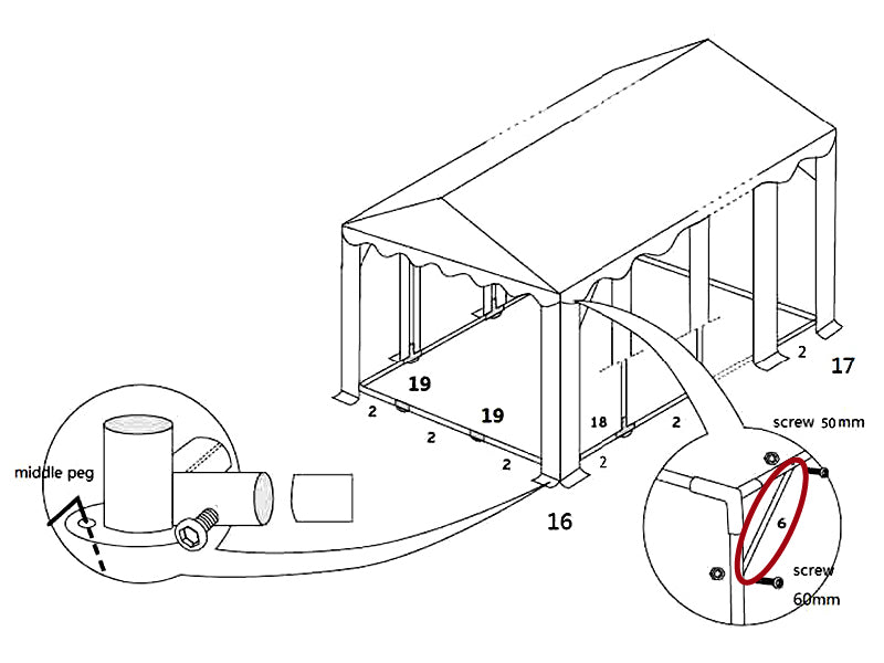Collar beam diagonal, Ø25 mm, 1158 mm