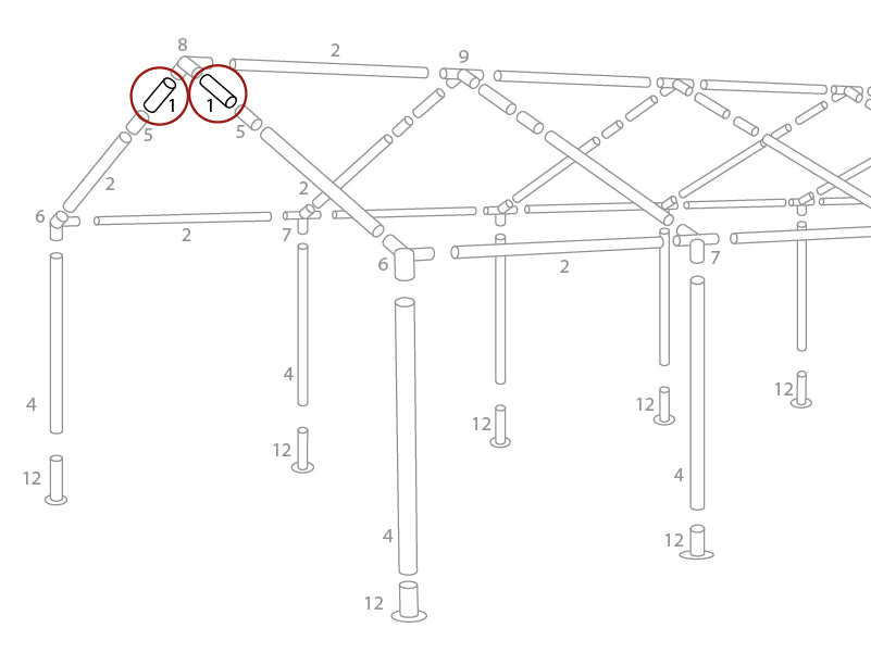 Tube for roof, Ø38 mm, 510 mm
