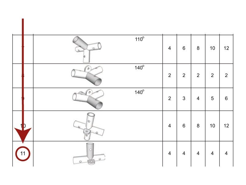 3-ways connector, Ø42 mm, 375x250 mm