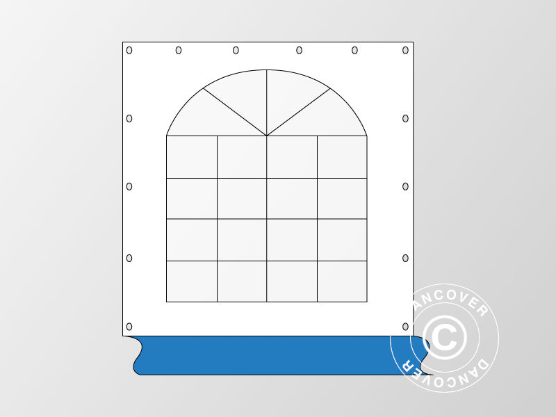 Sidewall with window for marquee Exclusive, White/Blue