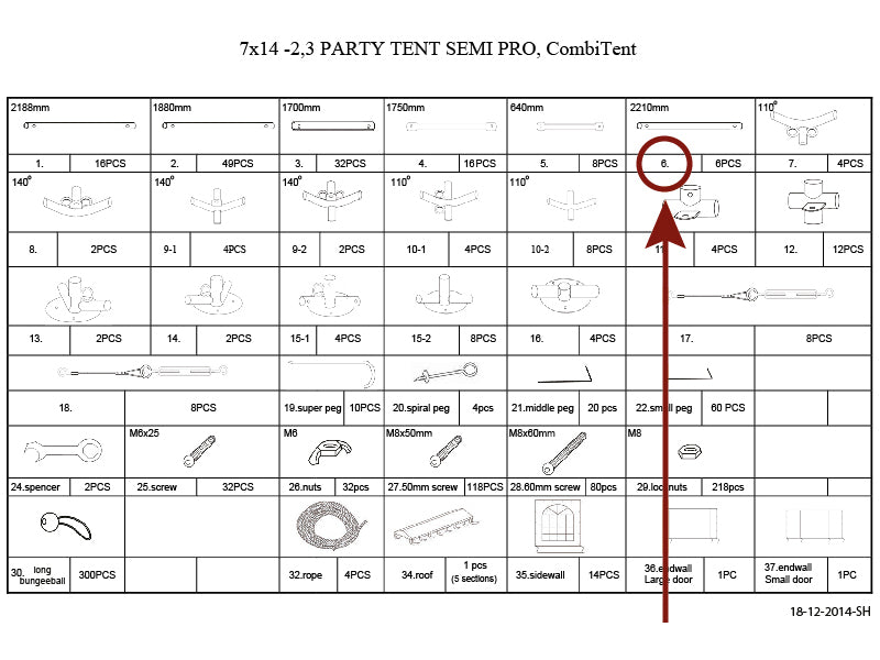 Tube for roof, Ø38 mm, 2210 mm