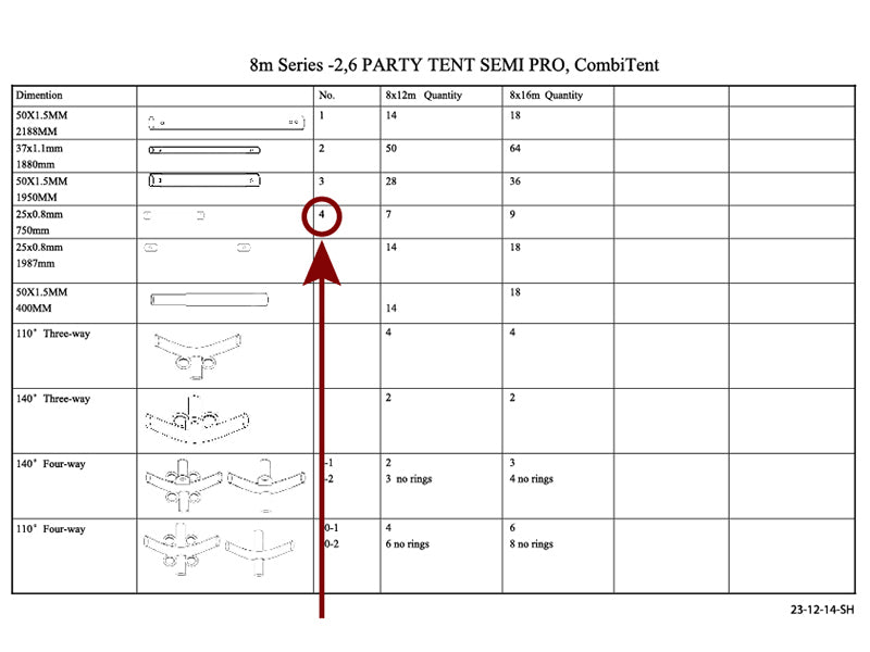Collar beam vertical, Ø25 mm, 750 mm