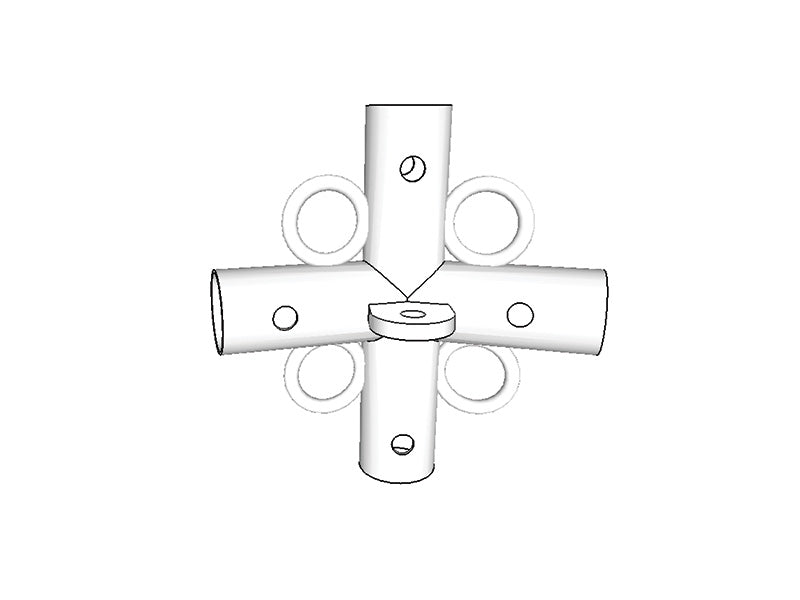3-ways connector w/ 4 rings + flange, Ø42-54 mm, 140°