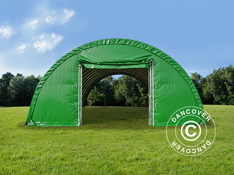 Arched Storage tent 9.15x12x4.5 m, PVC Green