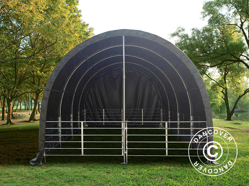 Livestock shelter 4x8x3.15 m, PVC, Green