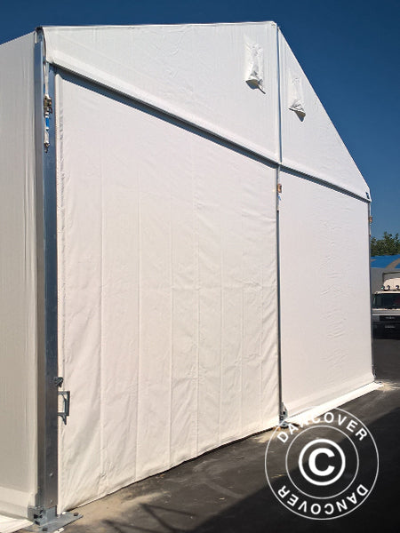 Industrial Storage Shelter Alu 10x10x4.52 m w/sliding gate, PVC, White
