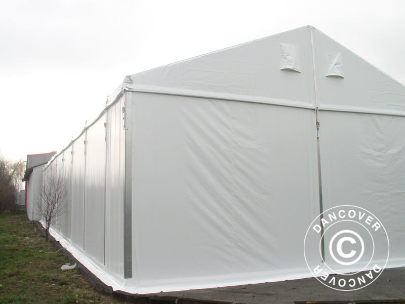 Industrial Storage Shelter Alu 12x12x5.42 m w/sliding gate, PVC, White