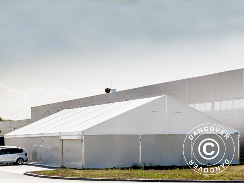 Industrial Storage Shelter Alu 15x30x6.53 m w/sliding gate, PVC, White