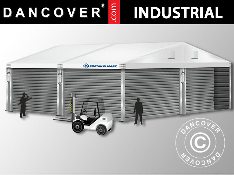 Industrial Storage Shelter Alu 10x10x4.52 m w/sliding gate, PVC/Metal, White