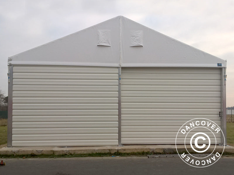 Industrial Storage Shelter Alu 12x12x5.42 m w/sliding gate, PVC/Metal, White