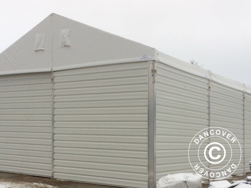 Industrial Storage Shelter Alu 12x12x5.42 m w/sliding gate, PVC/Metal, White
