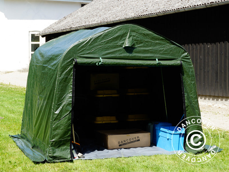 Storage tent PRO 2.4x2.4x2 m PE, with ground cover, Green/Grey