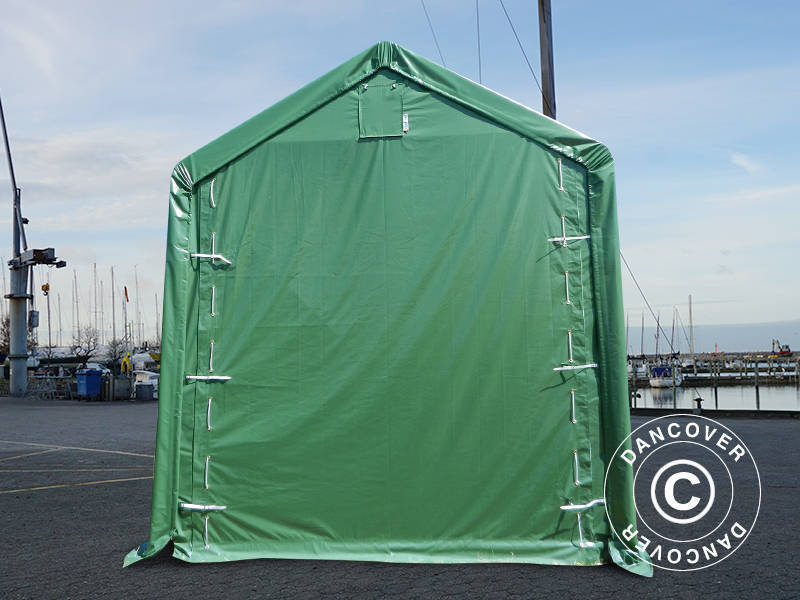 Storage shelter PRO XL 4x10x3.5x4.59 m, PVC, Green