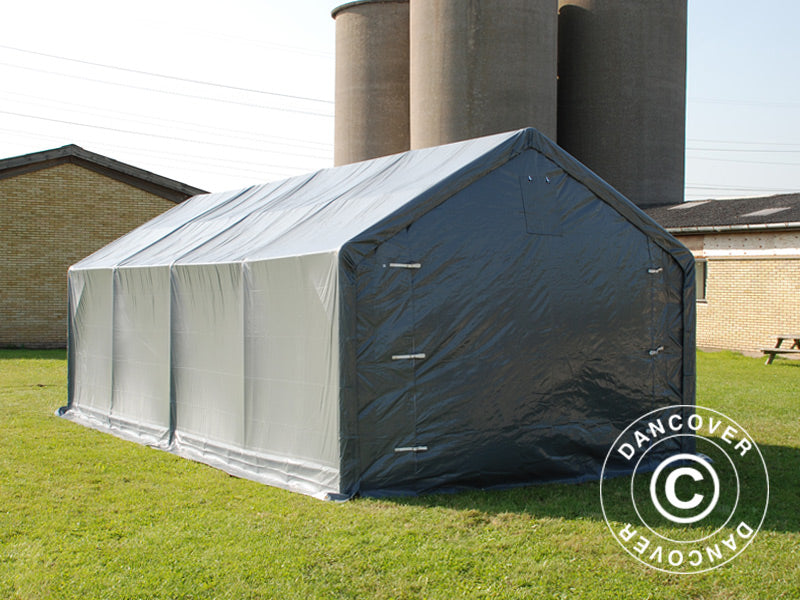 Storage shelter PRO 4x8x2x3.1 m, PVC, Grey