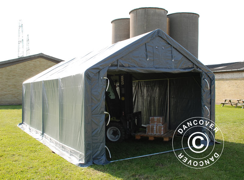 Storage shelter PRO 4x8x2x3.1 m, PVC, Grey
