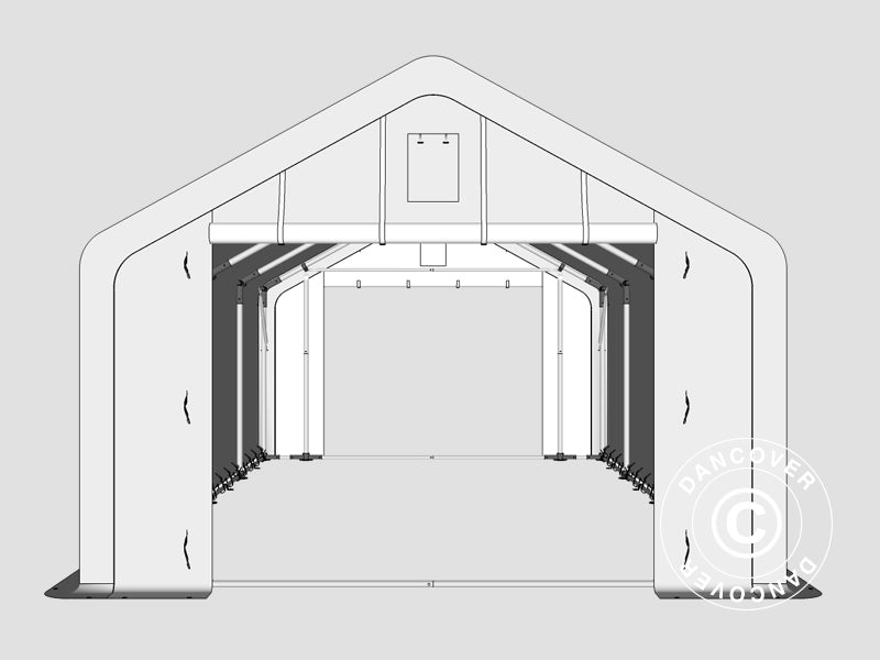 Storage shelter PRO 4x8x2x3.1 m, PVC, Grey