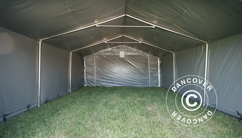 Storage shelter PRO 5x6x2x3.39 m, PVC, Grey