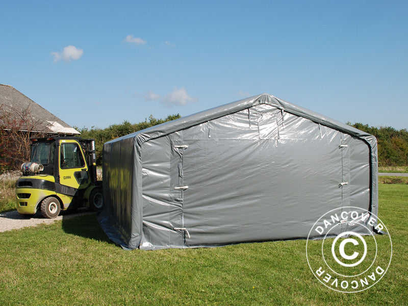 Storage shelter PRO 5x8x2x3.39 m, PVC, Grey