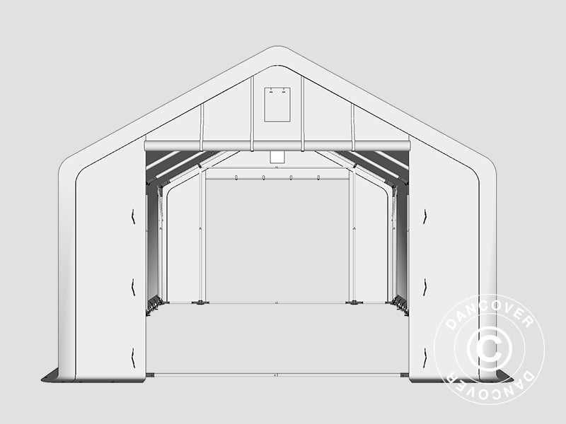 Storage shelter PRO 5x8x2x3.39 m, PVC, Grey