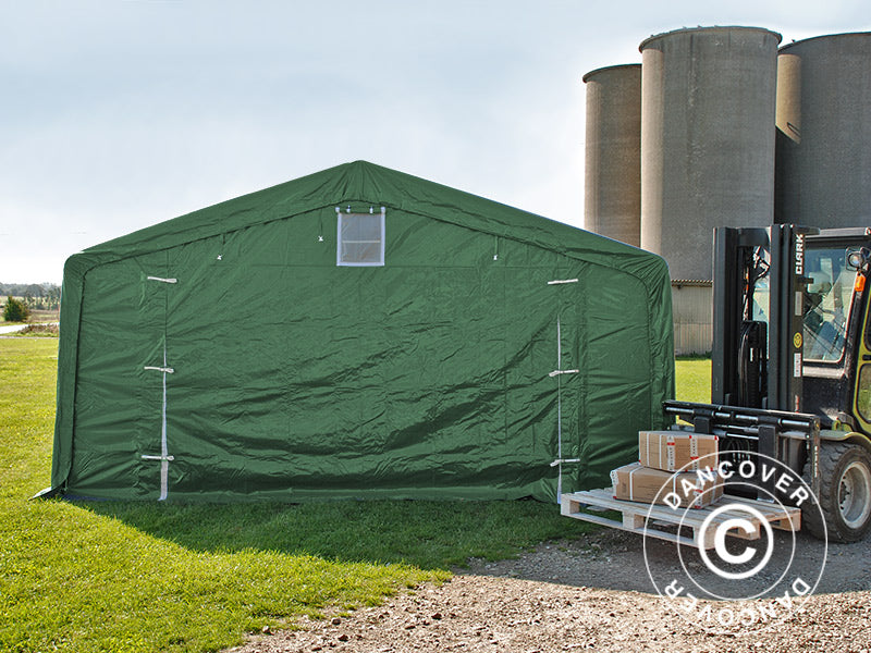 Storage shelter PRO 5x8x2x3.39 m, PVC, Green