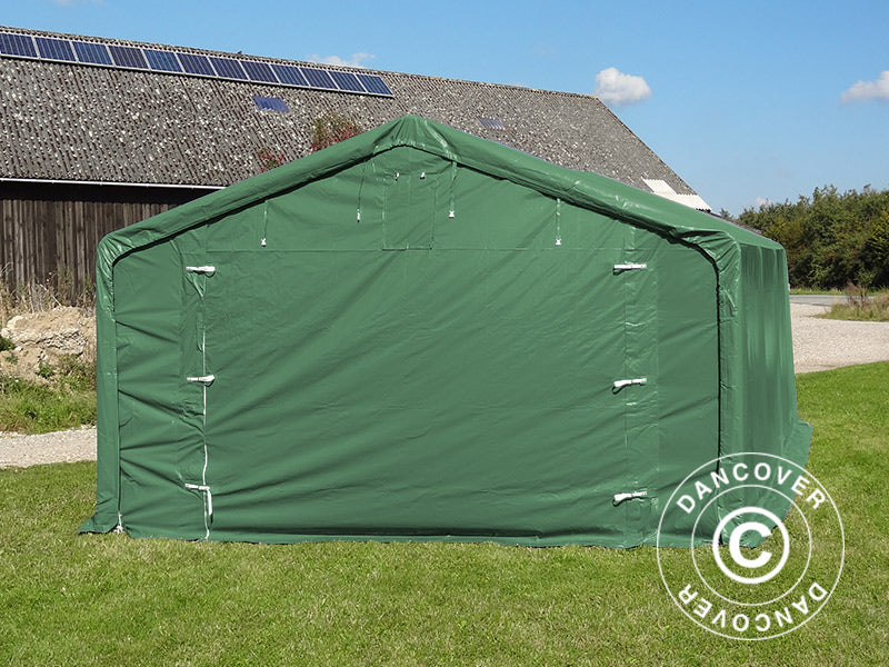 Storage shelter PRO 5x8x2.5x3.89 m, PVC, Green