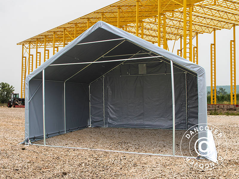 Storage shelter PRO 5x4x2x3.39 m, PVC, Grey