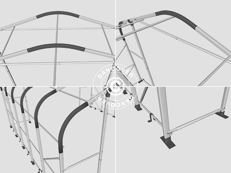 Storage shelter PRO 6x6x3.7 m, PE, Grey