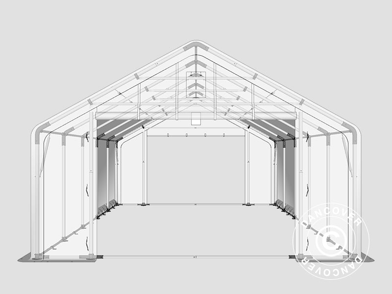 Storage shelter PRO 5x10x2x3.39 m, PE, Grey