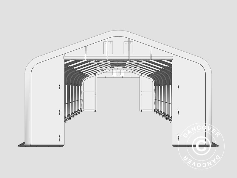 Storage shelter PRO 6x12x3.7 m PVC w/skylight, Green