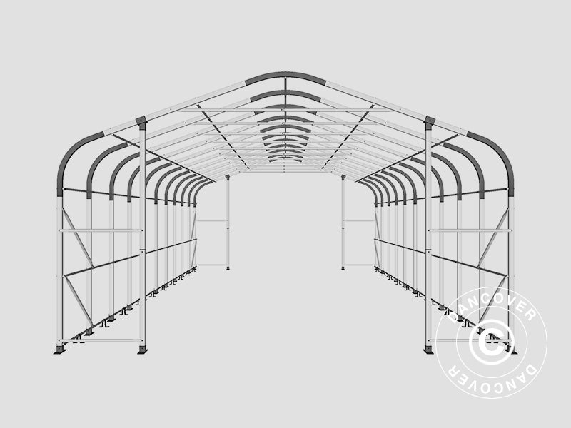 Storage shelter PRO 6x12x3.7 m PVC w/skylight, Green