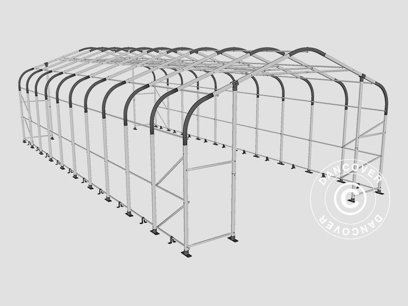 Storage shelter PRO 6x12x3.7 m PVC w/skylight, Grey