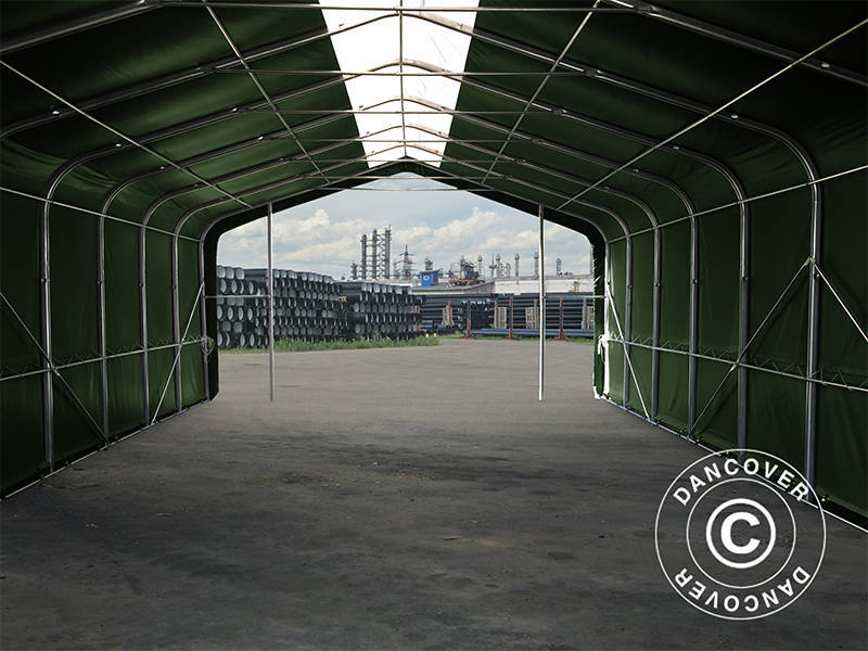 Storage shelter PRO 7x7x3.8 m PVC w/skylight, Green