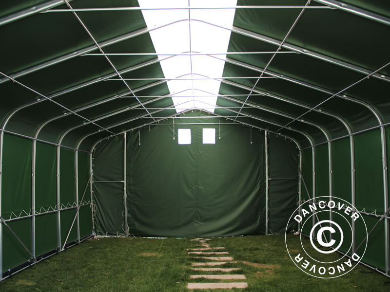 Storage shelter PRO 7x14x3.8 m PVC w/skylight, Green