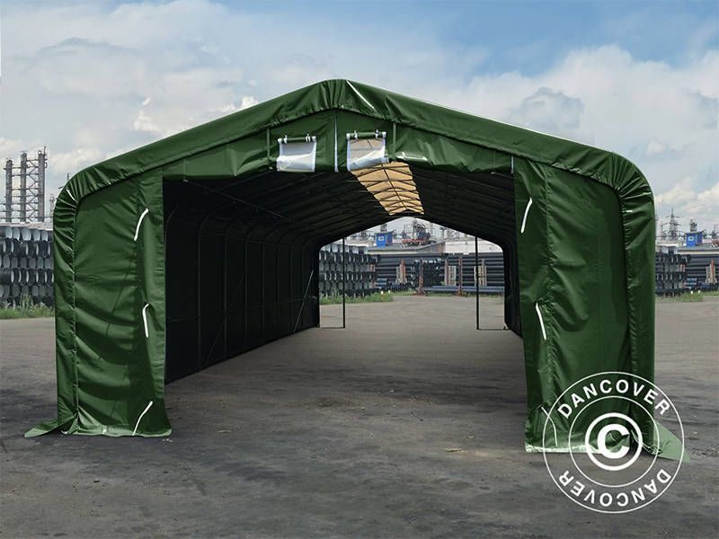Storage shelter PRO 7x14x3.8 m PVC w/skylight, Green